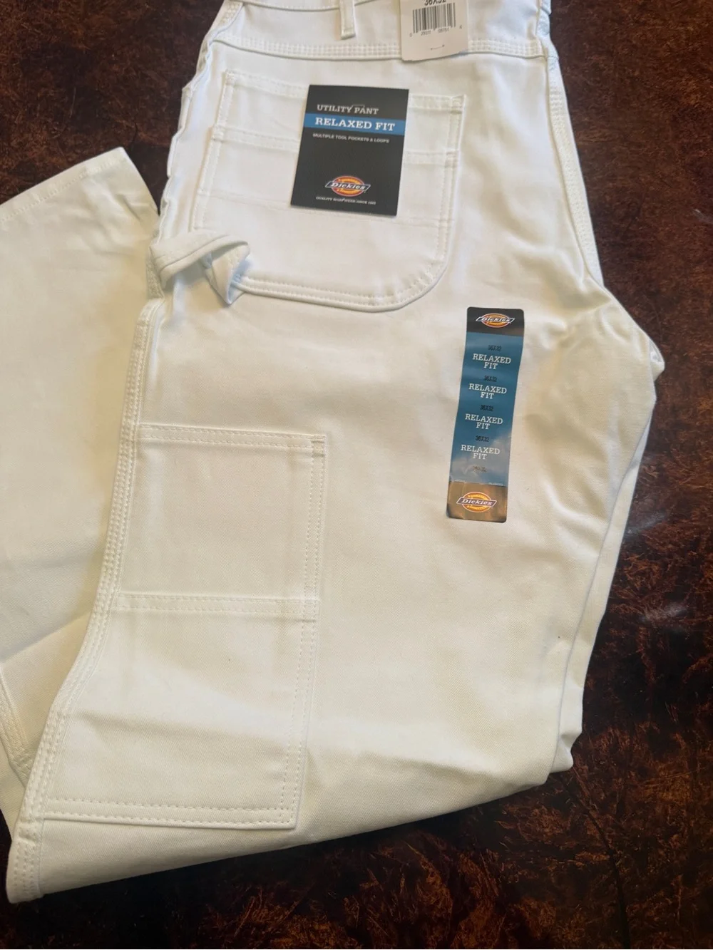 Dickies Men's Relaxed Fit White Utility Work Jeans